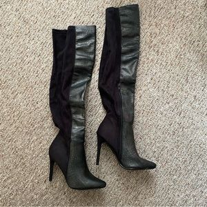 Mock Croc & Suede Knee High Boot - 8 NEVER BEEN WORN